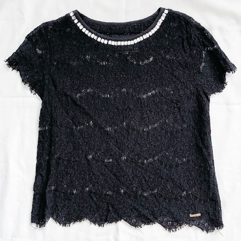 SUPERDRY Womens Laced Jewel Shell Cap Sleeve Top Size Medium